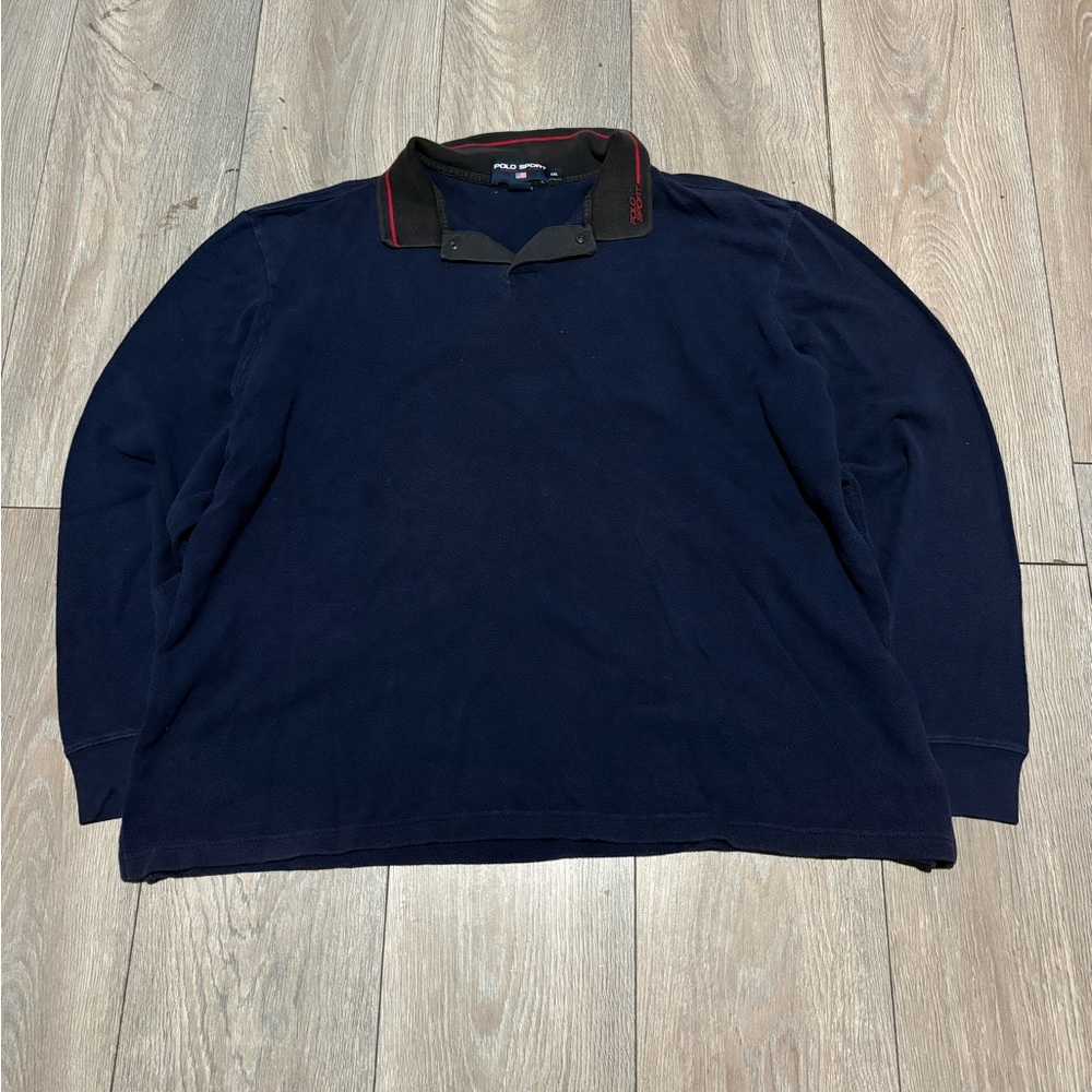 Vintage Men’s Polo Ralph Sport Rugby Navy Long Sleeve Size XXL